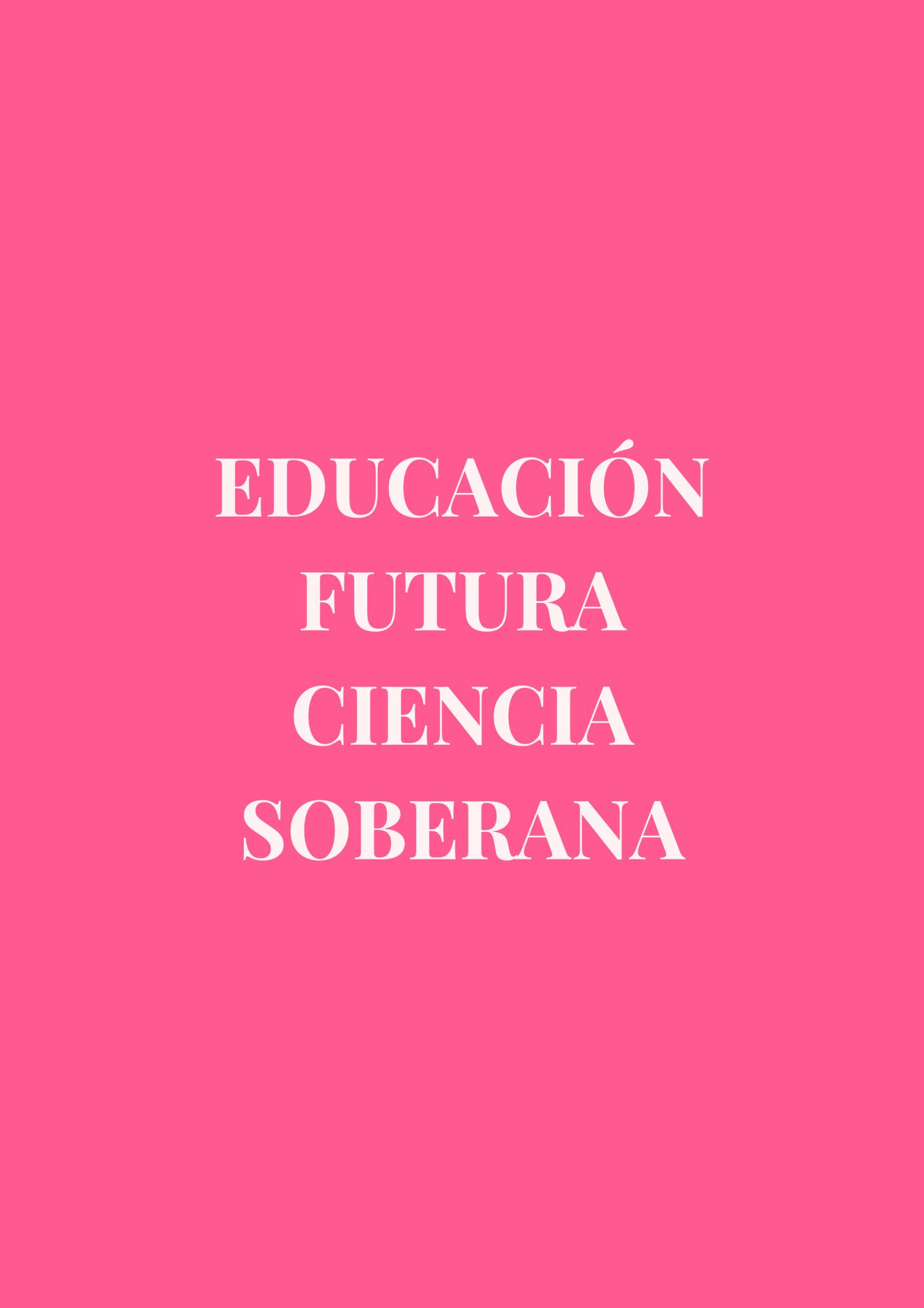 Reforma integral de todo el sistema educativo con un enfoque en pensamiento crítico, tecnología, historia y cultura popular. Se garantizará una educación pública, gratuita, accesible y de excelencia, formando mentes libres con herramientas para la expansión y el futuro. Así en la tierra como en el cielo, nuestra ciencia será el motor del desarrollo y la soberanía nacional, con investigación aplicada a las necesidades del país. No hay independencia sin conocimiento, no hay futuro sin educación..